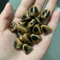 Retro ceramic beads irregular glazed DIY loose beads for bracelet making accessories - Small Rice Dumpling Shape Reactive Glaze Coffee