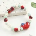 Jingdezhen ceramic beaded bracelet sweet niche multi-color handmade jewelry gift variant - Red and Green(CS171)