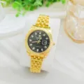 Gouden quartz horloge voor heren dames luxe diamant wijzerplaat stalen band - Voor Dames / Goud Zwart