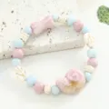 Jingdezhen ceramic beaded bracelet with cute conch and bone shape charms, sweet style jewelry. - Pink and Blue(CS174)