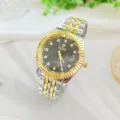 Roestvrijstalen quartz horloge met strass steentjes en datumweergave stijlvol - Voor Heren / Tweekleurig Goud Zwart