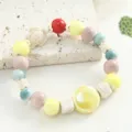 Jingdezhen ceramic beaded bracelet with turtle charm, sweet colorful style for women daily wear. - Colorful(CS176)