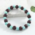 Bracelet en perles de ceramique de Jingdezhen, perles rondes marron et turquoise, simple. - CS Café brun