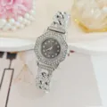 Orologio donna quarzo catena cubana strass di lusso, dettaglio orologio elegante. - Argento/Nero (2026315)