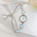 Orologio donna argento quarzo ciondolo stella luna stile bracciale elegante quotidiano - Stile a Coulisse (2026310) / Argento & Blu