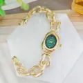 Orologio quarzo donna diamante irregolare di nicchia, design cinturino catena oro lusso dettaglio. - Oro Verde
