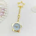 Gold star pocket watch keychain with blue dial, stylish nurse watch for women and girls daily use. - Gold Blue