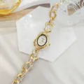 Orologio da donna al quarzo oro irregolare chic con bracciale a catena spessa e dettagli. - Oro Bianco
