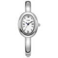 Luxus Damen Armbanduhr mit ovalem Gehäuse römischen Ziffern weißem Zifferblatt Schmuckuhr - Silberweiß