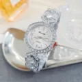 Elegante dames strass kwarts horloge met sprankelende kristallen, luxe polshorloge voor dagelijks. - Zilver Roze