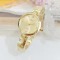 Gouden strass kwarts vrouwen horloge stijlvolle armband accessoire mode cadeau nieuw - Goud