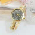 Elegante gouden quartz dames armbandhorloge met strass wijzerplaat luxe mode horloge - Goud Zwart