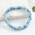 Bracelet de perles en ceramique variante, perles rondes degrade bleu et blanc frais. - CS Bleu soie de saule