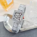 Reloj cuarzo cuadrado estrás de lujo mujer con esfera leopardo y pulsera cristales brillantes. - Estampado de Leopardo Plateado