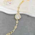 Vintage luxury rhinestone inlaid koi ladies watch showcase with crystal bracelet - White