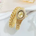Orologio al quarzo a serpente d'oro da donna con quadrante ovale in strass e cinturino - Stile Intrecciato Serpente Oro / Oro