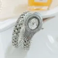 Orologio bracciale serpente argento con quadrante ovale in strass, elegante orologio al quarzo donna. - Stile Intrecciato Serpente Argento / Argento