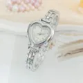 Raffinata orologio da donna a cuore con strass, elegante orologio al quarzo argento. - Argento Bianco