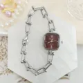 Exquisite quadratische Damen-Strassuhr mit stilvollem Kettenarmband und feinem Zifferblatt. - Silber Rot (Stil 2)