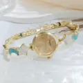 Elegant star moon women wristwatch with gold chain bracelet, chic quartz fashion watch. - Gold Dial Light Blue