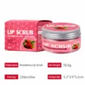 Strawberry lip scrub jar and box set, moisturizing exfoliating lip care product for smooth lips. - 40.00g