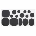 Dark grey self-adhesive repair patch details, showing various shapes for jacket hole fixing. - 6. Dark Grey