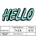 Κεντημένο σήμα Hello θερμοκολλητικό ή ραπτό αξεσουάρ ρούχων DIY έμβλημα 7x2.8cm - Μέγεθος όπως φαίνεται στην εικόνα / 6