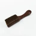 Spazzola di pulizia portatile per noci con setole scure e manico marrone per vari piccoli oggetti. - Spazzolino a 10.000 setole dure grigio carbone a scacchi ambra piccolo A-2000