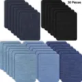 Iron-on denim patches set of 30 pieces rectangular fabric repair for clothing DIY - 30 Packs / Multicolor