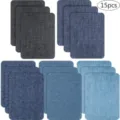 15pcs Denim Patches Iron-on Fabric Repair Patches DIY Jeans Clothes Elbow Knee Fix - 15 Pieces/Pack / Multicolor