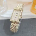 Elegante rechteckige Damenuhr mit Quarzwerk, gestepptem Metallarmband und klarem Zifferblatt. - Gold Rosa Nummer