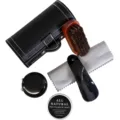 Kit completo per la cura delle scarpe in pelle con spazzola, calzascarpe e lucido. - Set da 5 Pezzi a Secchiello / Nero