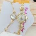 Damen Mode Strass Quarz Uhr und Armband Set Gold Luxus Damen Armbanduhr Schmuck - Herz Nummer Stil (Artikel 2025208)