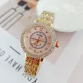 Luxus Strass Damen Quarzuhr gold Metallarmband rosa Zifferblatt elegante Mode Armbanduhr - Goldenes Gehäuse Rosa Zifferblatt