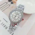 Damen luxus strass quarzuhr elegante silberne ketten armbanduhr fuer frauen alltag kleidung. - Silber Weiß Zifferblatt
