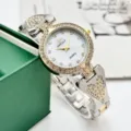 Elegante reloj de cuarzo para mujer con pulsera de corazon de estrases, reloj de lujo. - Bicolor Blanco