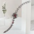 Modische Strass Damen Quarzuhren mit elegantem Weizenähren Armband Design für den Alltag. - Silber Schwarz