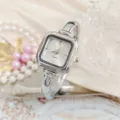 Zilveren vierkante kwartshorloge voor vrouwen elegante armhuif minimalistisch modeaccessoire - Zilver