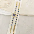 Elegante Damen Herz Strass Quarz Uhr und Tropfen Armband Schmuck Set für den Alltag. - Blau