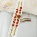 Luxus rote Kristall Schmetterling Quarz Uhr für Damen, elegantes goldenes Ketten Armband Design Uhr. - Gold Rot