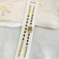 Elegantes quadratisches Strass Damenarmbanduhr und Armband Set mit schwarzem Zifferblatt. - Schwarz