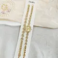 Goldene Strass Quadrat Damen Quarzuhr und Armband Set Detailansicht, elegante Modiuhr. - Gold