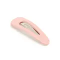 Pink snap hair clip detail shot, minimalist metal hair accessory for daily styling and women. - Glossy Pink