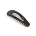 Close-up detail shot of a sleek black snap hair clip, showcasing the smooth glossy finish. - Glossy Black