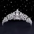 Silver rhinestone tiara crown for bridal wedding, children performance and party dress up. - HG-001 Silver