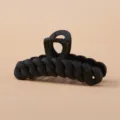 Matte black chain hair claw clip for women, stylish shark clip for daily hair styling. - Black