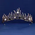 Vintage gold pearl crown tiara headband for bridal wedding party hair accessories crystal hair piece - HG-012 Antique Black