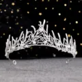 Silver wedding crown headband with pearls and rhinestones for bridal party hair accessories. - HG-012 Silver