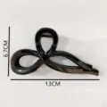 Large black glossy hair claw clip for thick hair, stylish shark clip with elegant wave design. - 13cm Hair Claw (Z1537) / Black