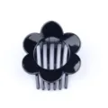 Black flower hair comb elegant minimalist hair accessory cute side clip for daily wear - Flower Clip (Z1714) / 6cm / Bright Black